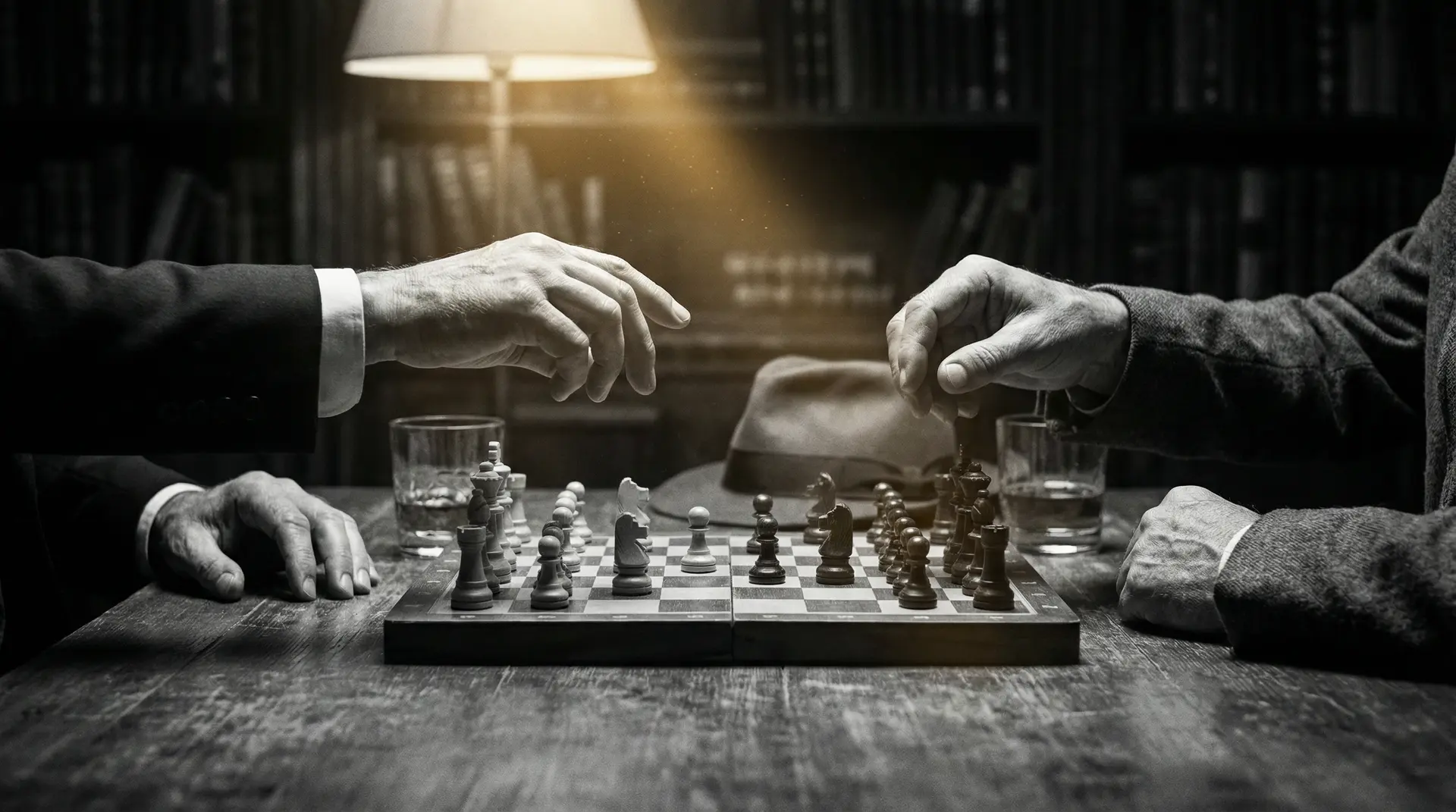 91大片 艺术探索系列 - 非线性叙事，棋盘上的对弈象征命运的交错